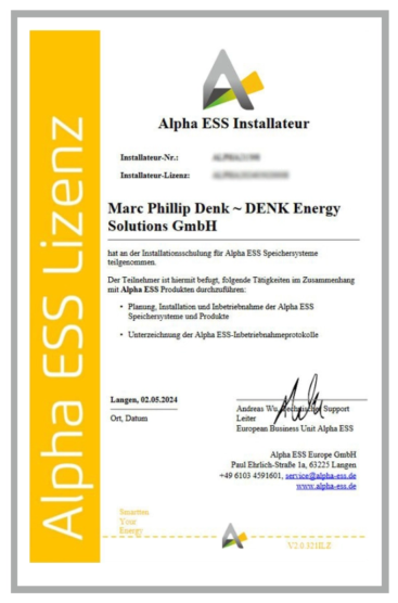 AlphaESS Installateur